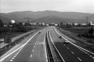 Freiburg: Autobahnzubringer Mitte, von der Lehener Brücke, Zustand 1969