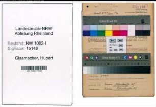 Entnazifizierung Hubert Glasmacher, geb. 20.12.1898 (Arbeiter)