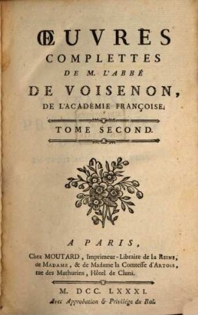 Oeuvres Complettes De M. L'Abbé De Voisenon, De L'Académie Francoise. 2