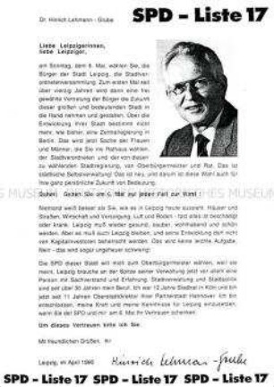 Flugblatt der SPD zur Kommunalwahl am 6. Mai 1990