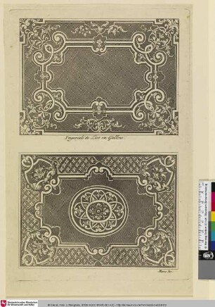Imperiale de Liet en Gallons.; [Zwei Entwürfe zur Deckengestaltung eines königlichen Bettes]