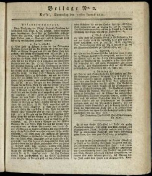 Beilage Nro. 2, Donnerstag den 25sten Junius 1812