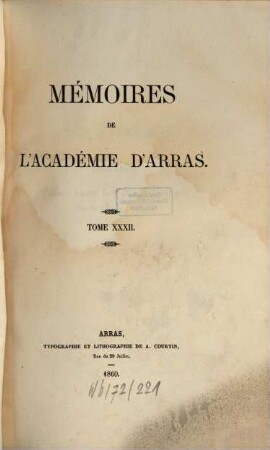 Mémoires de l'Académie d'Arras. 32. 1860