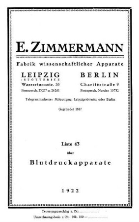 Liste 43: Über Blutdruckapparate