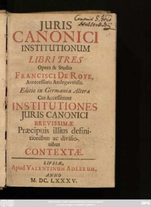 Iuris Canonici Institutionum Libri Tres