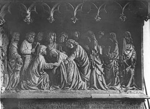 Epitaph für Margareta Pfollenkofer, gestorben 1418 und Elisabeth Aichinger, gestorben 1449: Marientod