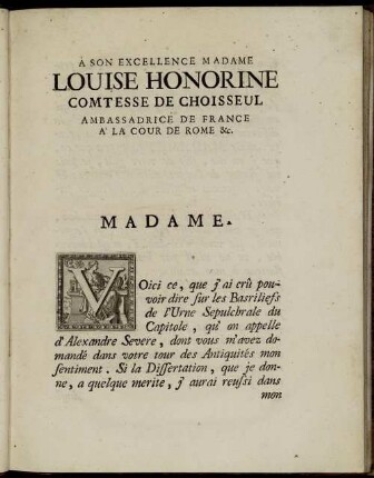 A Son Excellence Madame Louise Honorine Comtesse De Choisseul [...]