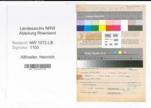Entnazifizierung Heinrich Althoefer , geb. 24.03.1892 (Lehrer)