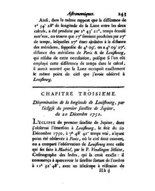 Détermination de la Longitude de Louisbourg, par une éclipse du premier satellite de Jupiter.