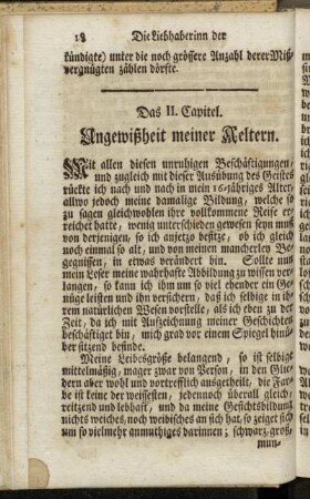 Das II. Capitel. Ungewißheit meiner Aeltern
