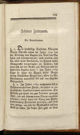 Zehnter Zeitraum.