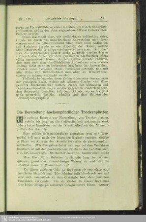 Die Herstellung hochempfindlicher Trockenplatten