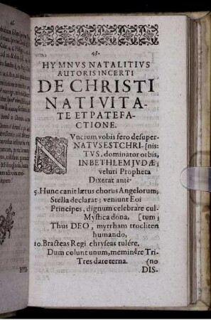 Hymnus Natalitius Autoris Incerti De Christi Nativitate Et Patefactione