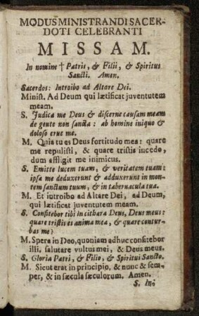 Modus Ministrandi Sacerdoti Celebranti Missam.