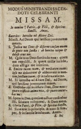 Modus Ministrandi Sacerdoti Celebranti Missam.