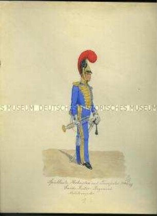 Uniformdarstellung, Stabstrompeter vom Gardereiter-Regiment, 1846-1849.