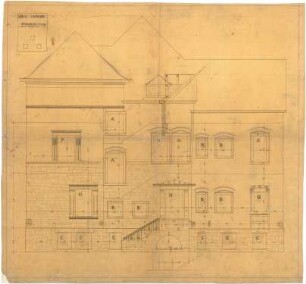 Billing, Hermann; Karlsruhe, Beethovenstr. 2-4; Doppelhaus Williard (Lacroix) - Stober - Seitenfassade (Ansicht)