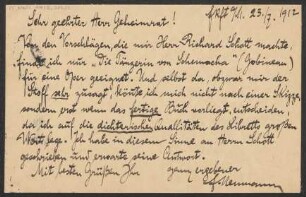 Brief an Ludwig Strecker  an B. Schott's Söhne : 23.07.1912