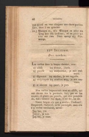 11me Section. Des verbes.