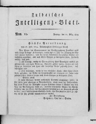 Num. 10, Ausgabe vom 11. März 1814