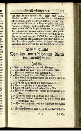 Das II. Capitel Von den unterschiedenen Arten des Lateinischen stili.