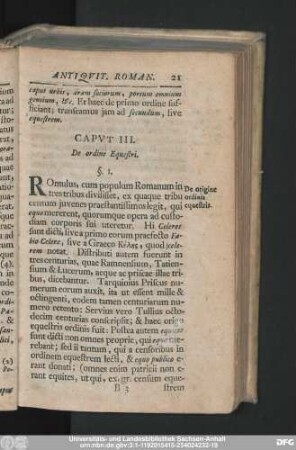 Caput III. De ordine Equestri.