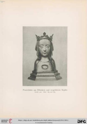 9. Frauenbüste aus Elfenbein und vergoldetem Kupfer