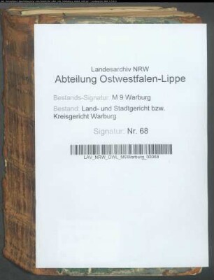 Vormundschafts-Repertorium A - W der Kreisgerichtskommission Dringenberg
