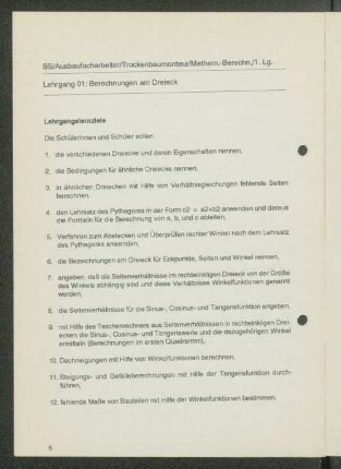 [Lehrgänge 01 bis 09]