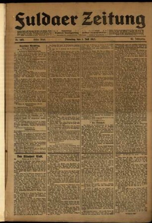 Erste Ausgabe vom Dienstag, den 01. Juli 1913.