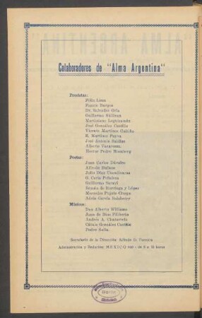 Colaboradores de "Alma Argentina"