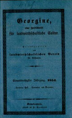 Einunddreißigster Jahrgang, 1854. Sechstes Heft. November und Dezember.
