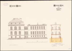 Medizinische Klinik der Philipps-Universität Marburg: Aufriss Seitenansicht, Querschnitt 1:100