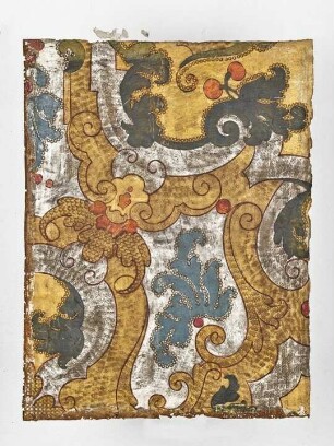 Goldledertapete, ornamentales Motiv Nr. 6, punziert, bemalt