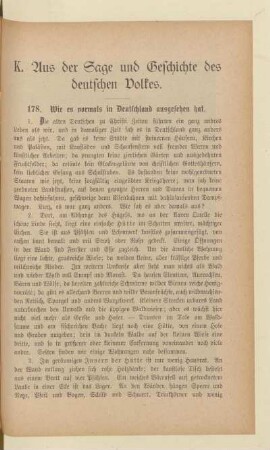 K. Aus der Sage und Geschichte des deutschen Volkes