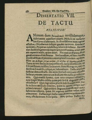 Dissertatio VII. De Tactu.