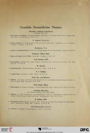 Gemälde neuzeitlicher Meister (Nr. 1-139)
