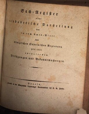 Amtsblatt des Regierungspräsidenten in Oppeln. 1825