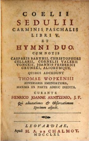 Carminis paschalis libri V et hymni II