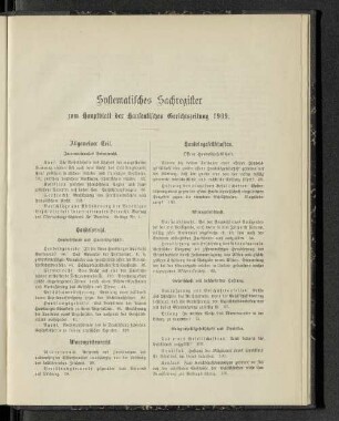 Systematisches Sachregister zum Hauptblatt der Hanseatischen Gerichtszeitung 1909.