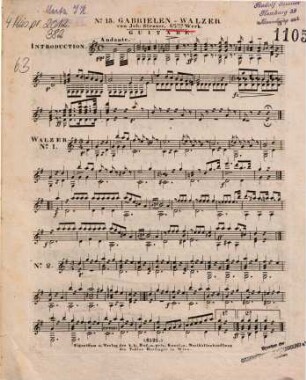 Lieblings-Walzer für Guitarre, 15. Gabrielen-Walzer : 65tes Werk
