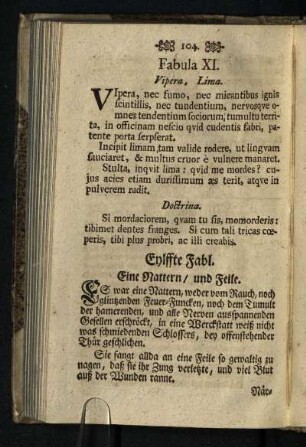 Fabula XI.: Vipera, Lima