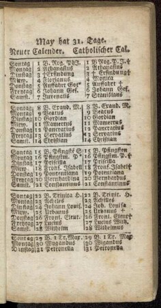 May hat. 31. Tage. - Brachmonat hat 31. Tage.