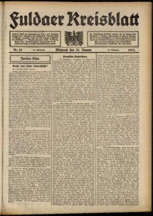 Zweite Ausgabe vom Mittwoch, den 31. Januar 1912.