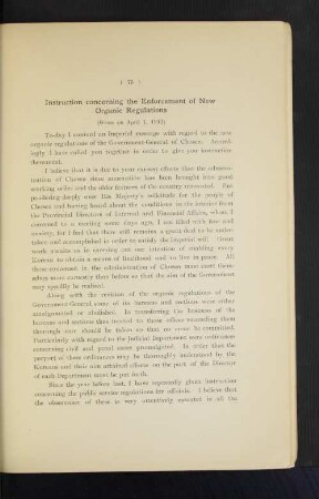 Instruction concerning the Enforcements of Organic Regulations