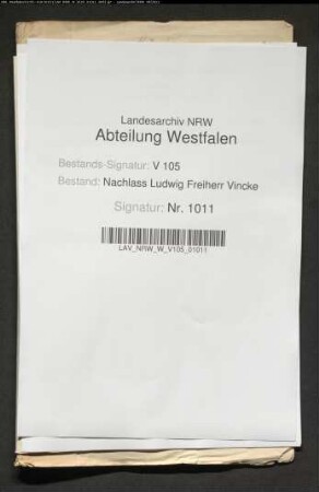 41 Briefe von Ludwig Vincke an die Eheleute Peter Ludwig Alexander Johann Friedrich von Itzenplitz und Henriette geb. von Borcke