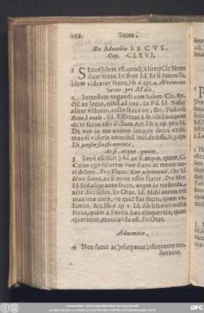 De Adverbio Secus. Cap. CLXVI.