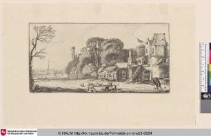 [Landschaft mit Schweinen und zwei Hausierern; Landscape with Pigs and two Pedlars]