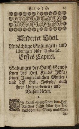 Anderter Theil. Andächtige Satzungen/ und Ubungen diser Andacht.