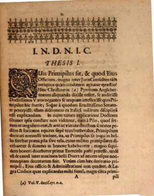 Dissertatio inauguralis juridica ad tit. Cod. LXIII, XII, De primipilo